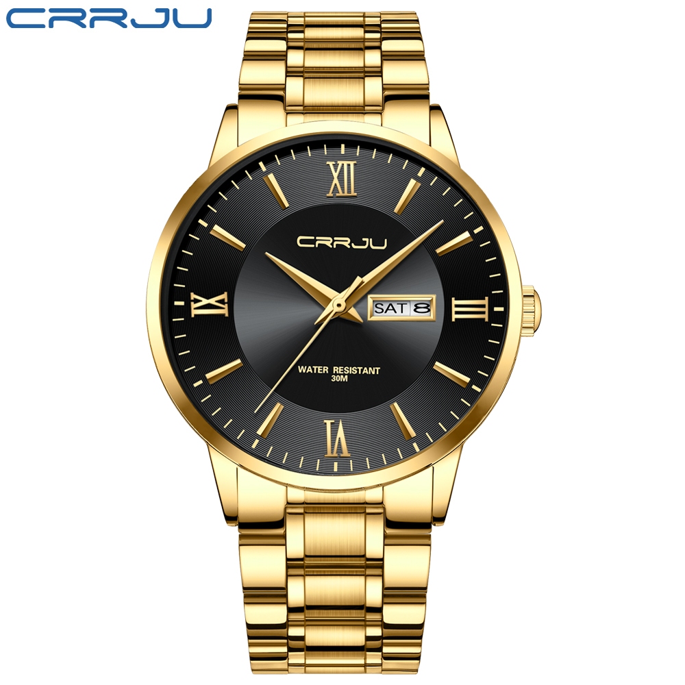 CRRJU Relógio Masculino Original De Aço Inoxidável, Mostrador Simples, Casual, Esportivo, Quartzo, À Prova D'água · foto 2