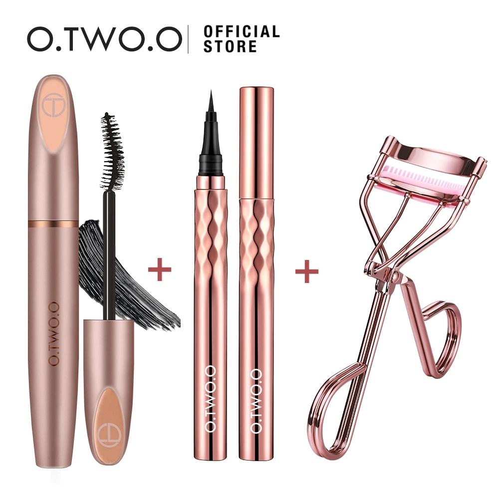 O.TWO.O Conjunto De Maquiagem Para Os Olhos Máscara + Delineador + Ferramentas Modelador De Cílios Cosméticos