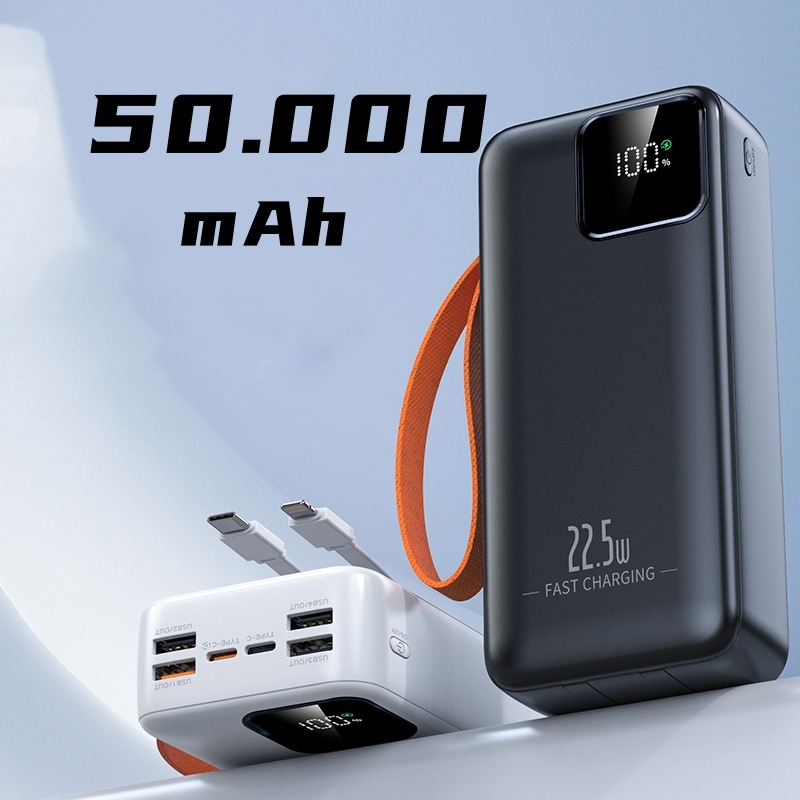 Carregador Portátil Bateria 10000/20000/30000/50000mah Power Bank Turbo 22.5W PD carregamento ultrarrápido em Oferta na Shopee