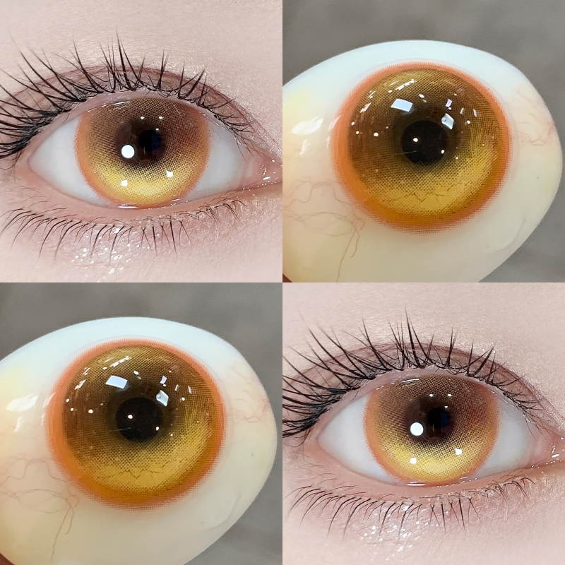 COD E Grau : 0 ~-8.002 Unidades De Lentes De Contato Coloridas Power Para Os Olhos Brown Gold Softlens 14.5 Mm Halloween