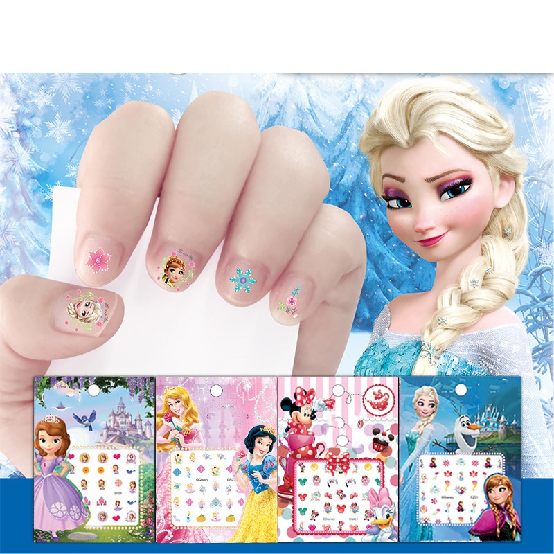 Crianças Menina 3D Adesivos De Unhas Congelado Princesa Elsa Anna Minnie Mouse Padrão Sem Repetição Brinqued Disney Stit