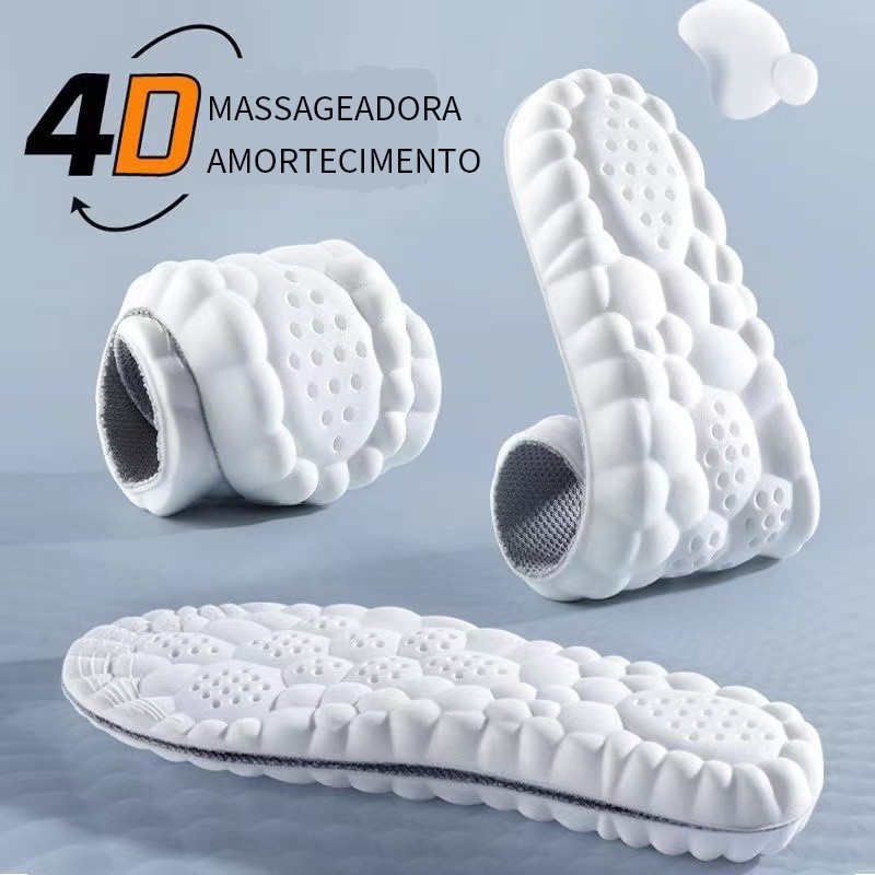 Palmilha 4D para tênis – látex com amortecimento e antiderrapante – respirável, confortável e redutor de impacto em Oferta na Shopee