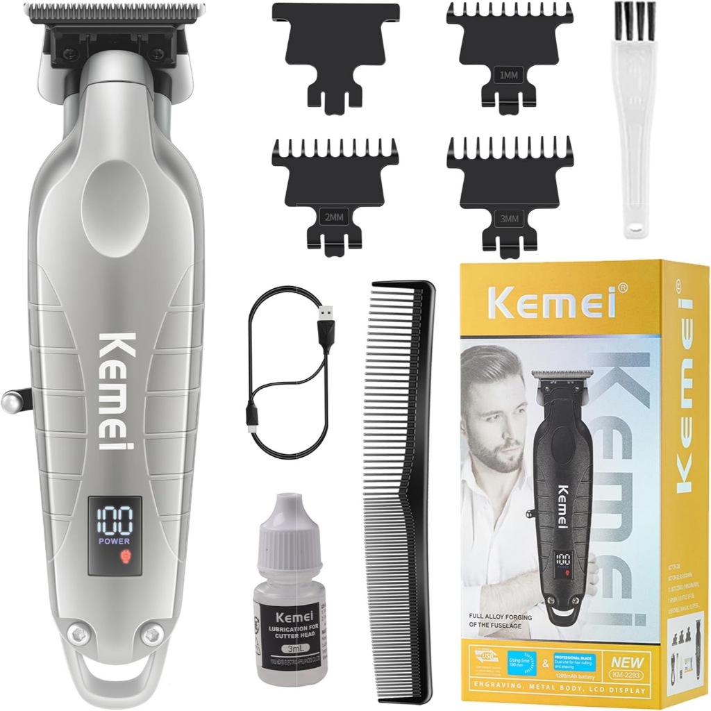 Kemei 2293 Profissional Barbeiro Aparador De Barba Masculino Acabamento Recarregável Máquina Corte Cabelo Sem Fio Zero G