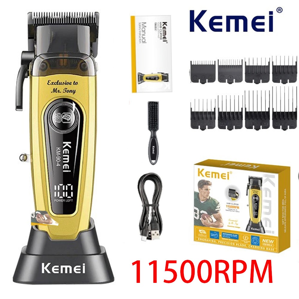 Kemei Profissional 11500 RPM Máquina De Cortar Cabelo Para Barbeiros Recarregável Aparadores Sem Escova Motor Corte De H