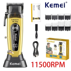 Kemei Profissional 11500 RPM Máquina De Cortar Cabelo Para Barbeiros Recarregável Aparadores Sem Escova Motor Corte De H