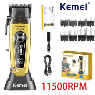 Kemei Profissional 11500 RPM Máquina De Cortar Cabelo Para Barbeiros Recarregável Aparadores Sem Escova Motor Corte De H