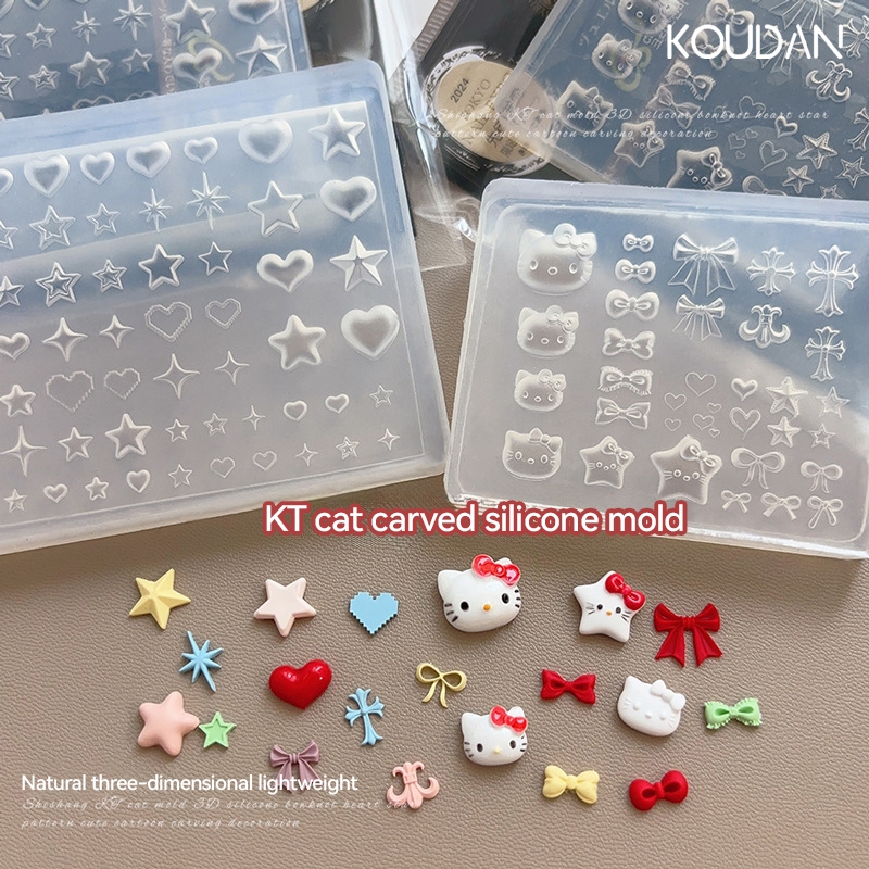 Ferramentas De Manicure Molde De Silicone Para Esculpir Unhas Borboleta De Urso 3D Placa De Estampagem De Pregos Stencils DIY UV Gel Polimento De Bricolagem KOUDAN