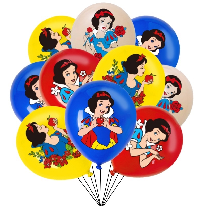 10 Pçs Neve Branca Princesa Balões De Látex Feliz Aniversário Decorações Da Festa Brinquedos Do Miúdo Bebê Mostrar Suppi em Oferta na Shopee