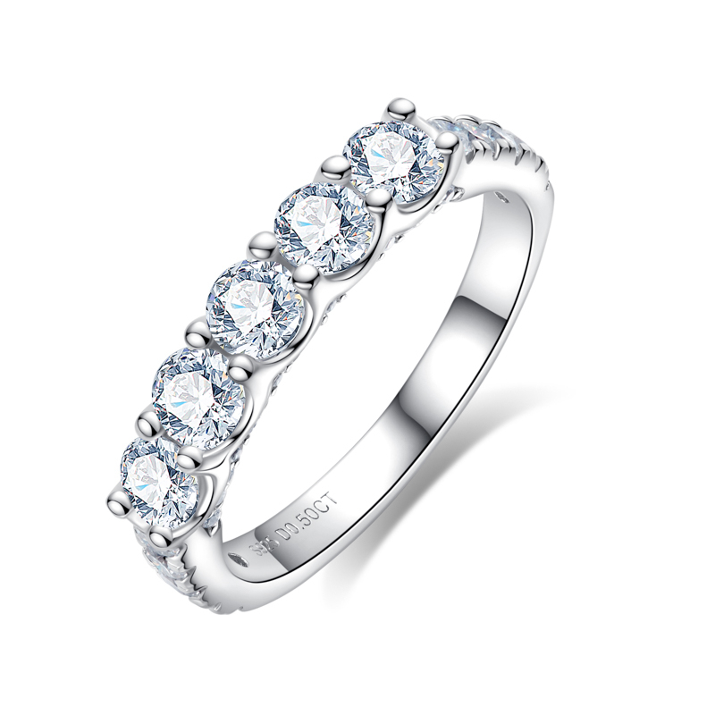 AnuClub Anel 5 Moissanites 1.5 quilate Prata 925 - Brilho Diamante + Presente Frete Grátis em Oferta na Shopee