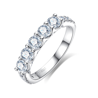 AnuClub Anel 5 Moissanites 1.5 quilate Prata 925 - Brilho Diamante + Presente Frete Grátis em Oferta na Shopee