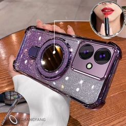 Capa Para OPPO reno 11F 5G Estética flash Galvanoplastia De Telefone Novo design Suporte Com Efeito De Espelho silicone