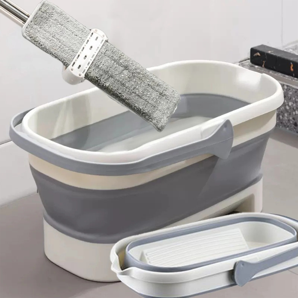 Balde retangular dobrável de silicone 2.6L – com 4 rodas – balde móvel multifuncional