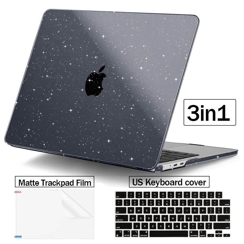 Capa Glitter 3 Em 1 Compatível Com macbook Air M4 M3 M2 A3240 A2681 2023 Pro14 A
