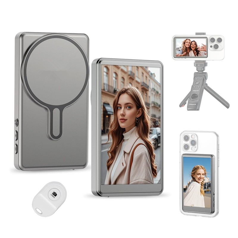 Telefone Vlog Selfie Monitor Tela Montagem Magnética Para Câmera Traseira iPhone E Android...