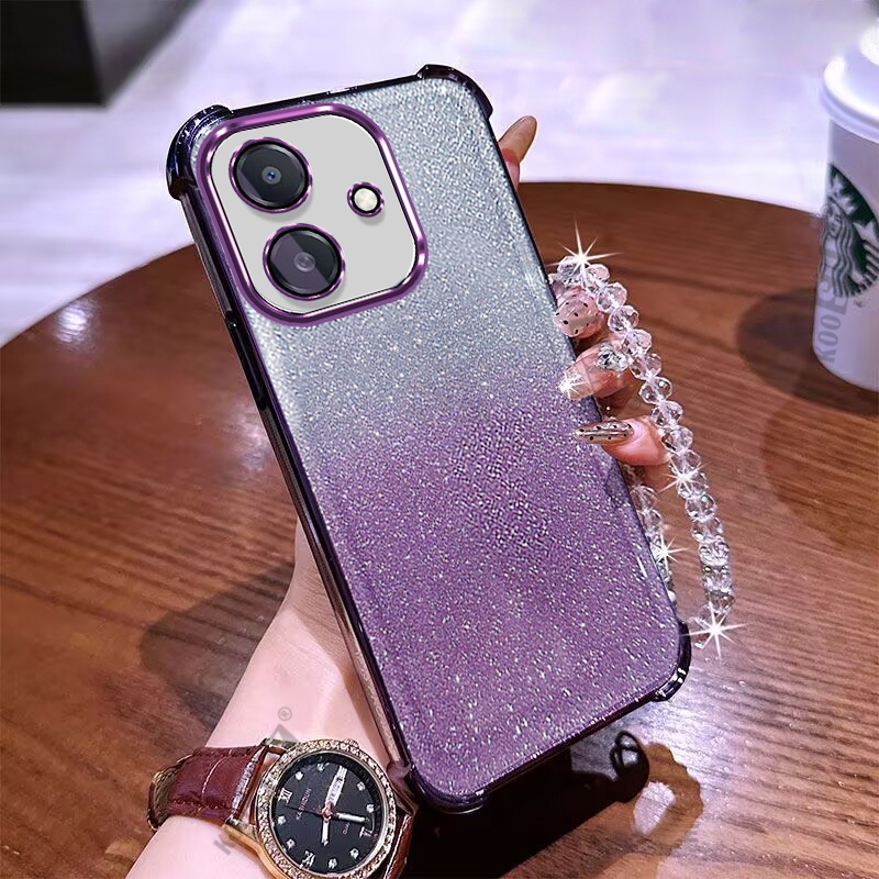 Capa Brilhante Para OPPO A3 A3X A40 A20 2024 Pérola Corrente De Pulso Cordão Gradiente Giltter Cartão Telefone Macia em Oferta na Shopee