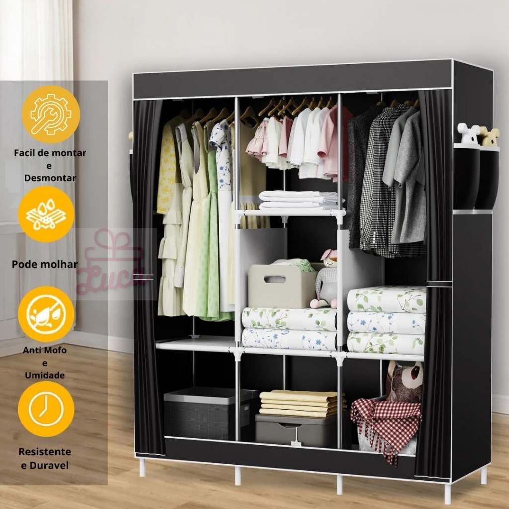 Guarda-roupa dobrável portátil - bom ajudante para armazenamento de roupas domésticas