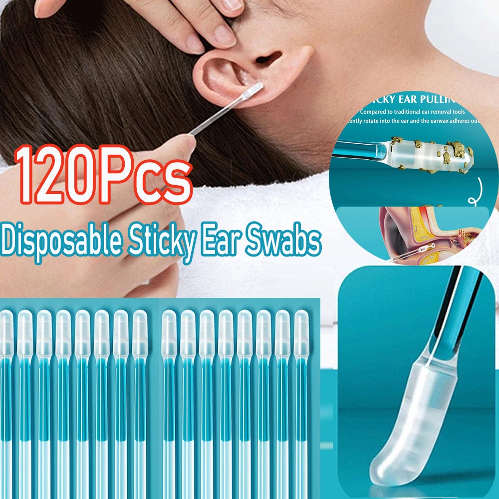 120 Peças Cotonetes De Ouvido Pegajosos Descartáveis De Silicone Macio Escolha Limpador Reutilizável Ferramenta De Remoç em Oferta na Shopee