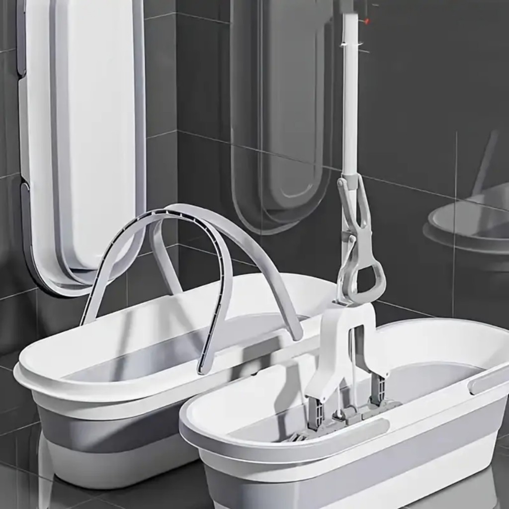 Balde dobrável retrátil flexível retangular de Silicone multiuso com 4 rodas