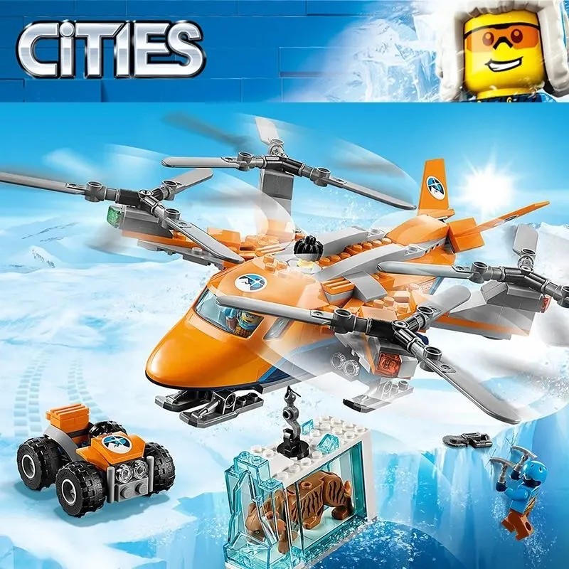 Compatível com Lego City Series Arctic Expedition Ground Air Transport Aircraft 60193 Building Block Toy Gift