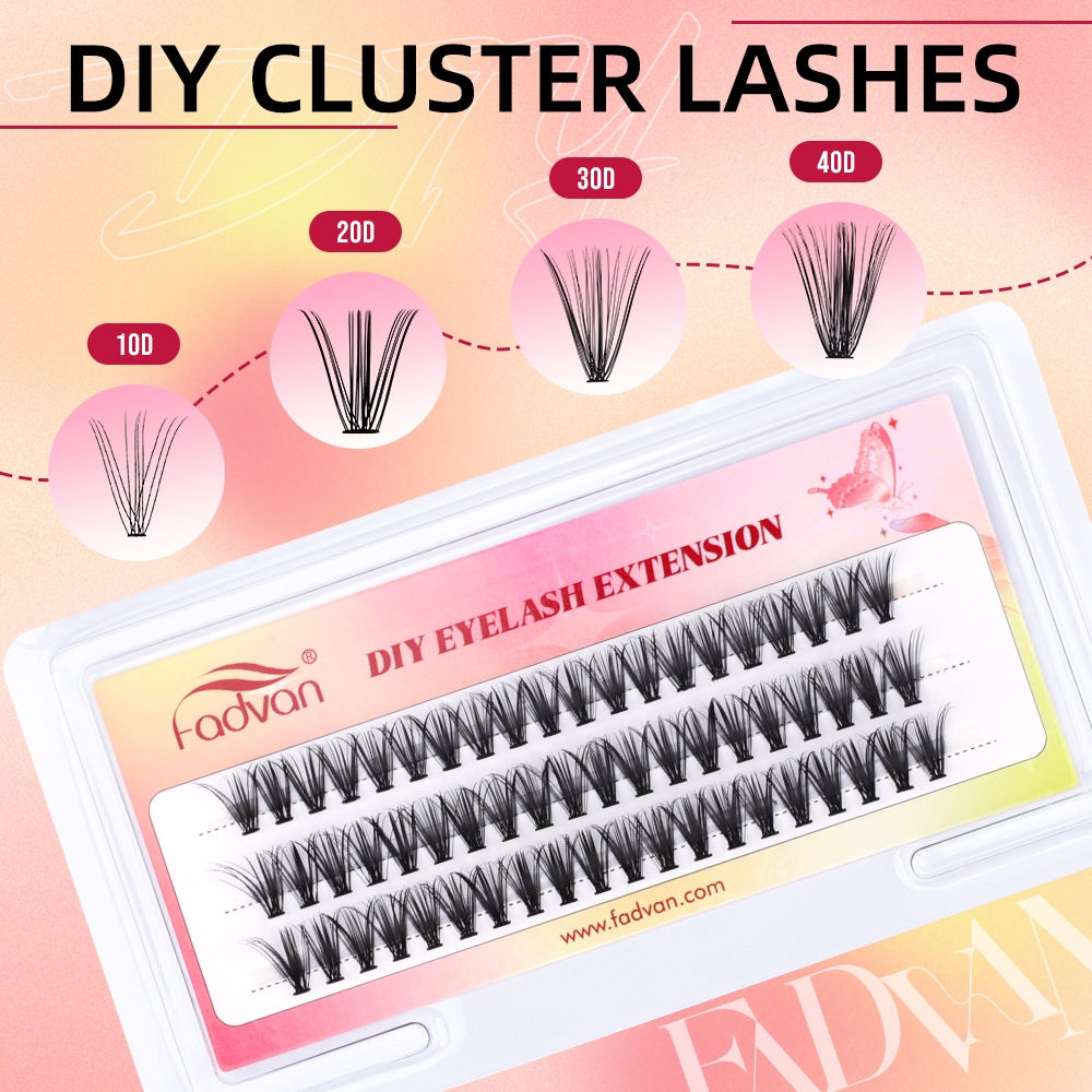 Fadvan Cílios 10D 20D 30D 40D DIY Cluster Fãs Volume Extensão Para Auto Aplicação Em Casa