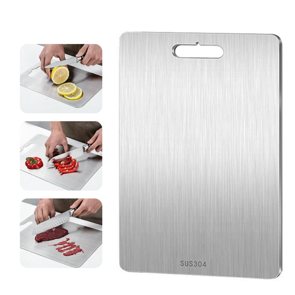 Tábua de Corte Profissional em Aço Inoxidável 304, Antimofo e Antibacteriano, Ferramenta de Cozinha