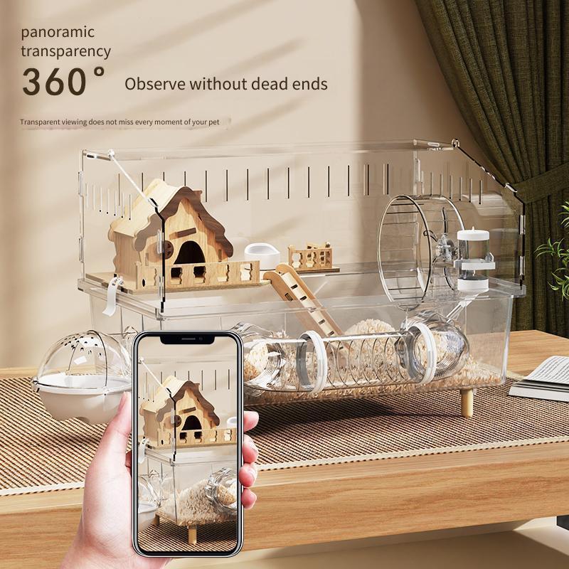 Gaiola de hamster de luxo acrílico gaiola Ornamental caixa de reprodução de animais de estimação grande espaço gaiola ba