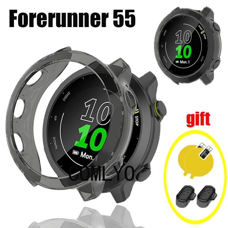 Para Garmin Forerunner 55 Caso Smartwatch Relógio Inteligente Capa Protetora Escudo Macio TPU Poeira Plug Protetor De Te