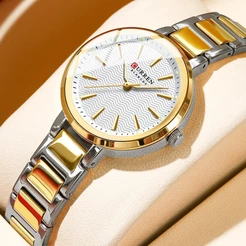 CURREN Relógio Feminino Com Somização Diária , Elegante , À Prova D'água , De Quartzo 9109 X