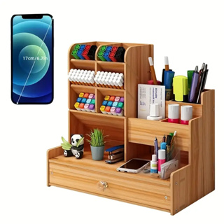Organizador De Mesa Escritório Multiuso C/ Gaveta Nicho Canetas em Oferta na Shopee