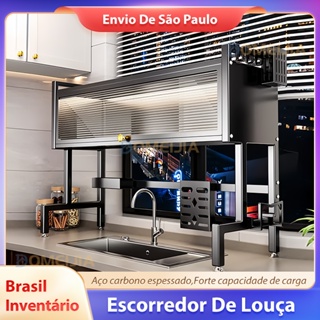 【Envio SP】Escorredor De Louças Organizador De Pia De Cozinha Bancada Para Cozinha Prateleira Porta L65/75/85/95/105cm em Oferta na Shopee