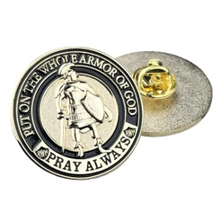 Acessórios De Moda Pino De Lapela Esmaltado Preto Banhado A Ouro Colocado Em Toda Armadura Deus Tamanho 30MM