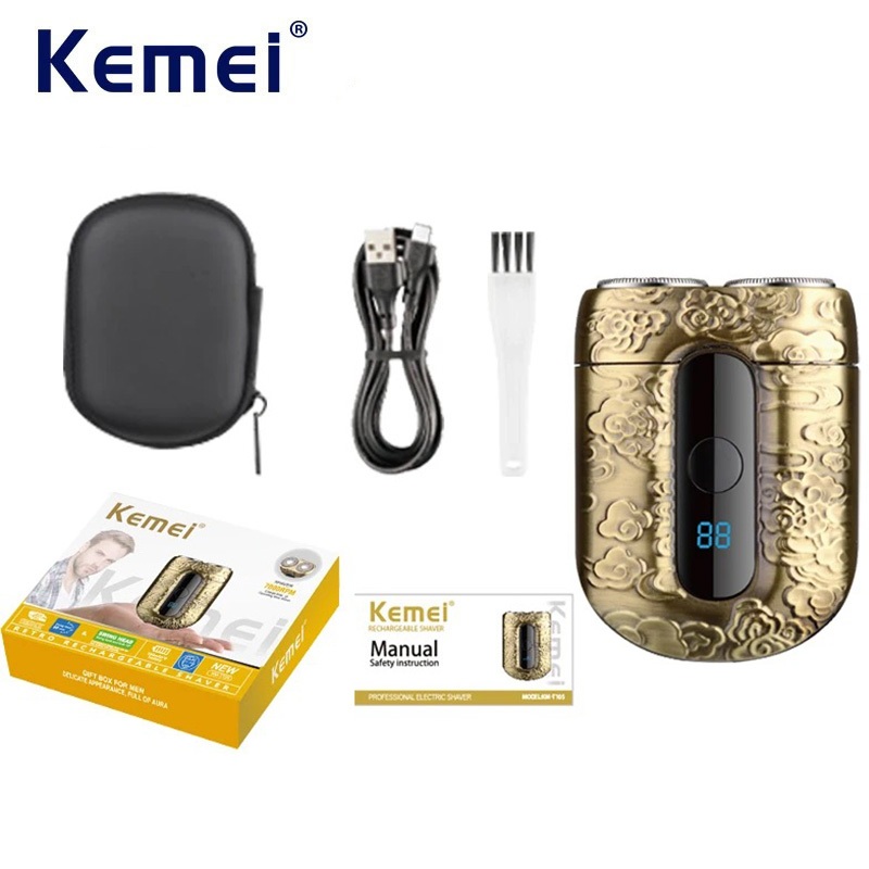 Kemei Compacto Viagem Rotativo Barbeador Portátil Elétrico Mini Navalha Para Homens Recarregável Bolso Máquina De Barbea