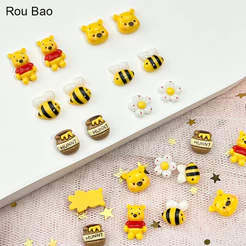 Conjunto de 20 enfeites 3D de resina para unhas com tema de ursinho.