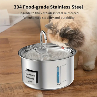 Aço Inoxidável Fonte para Gatos com Filtro 3L Dispensador de água para Cães Bebedouro Gato Automático Super Silencioso