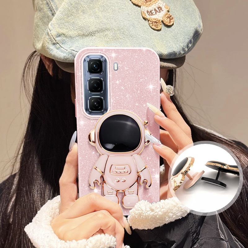 YBD 3D Astronauta Suporte Capa De Telefone Para infinix Hot 60i 60 Pro + 50 X6726 X6728 X6728B X6885 X6886 Espumante Gli - detalhe