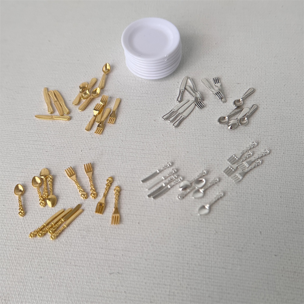 12pcs Talheres em Miniatura Pratos em Miniatura Garfos de Cozinha Colheres Conjunto de Utensílios de Mesa Para Casa de Bonecas Acessórios de Decoração em Oferta na Shopee