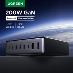 UGREEN 200W GaN Carregador Poderoso USB C X6 A X2 Com Suporte Sobre Proteção De Cura Para Macbook iphone xiaomi