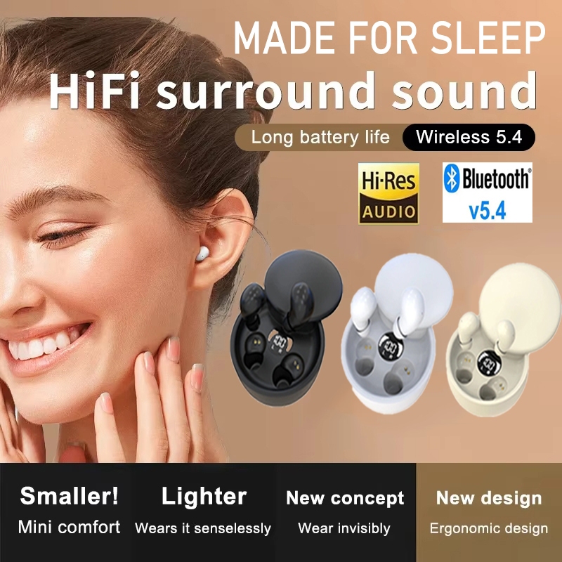 Sono Sem Fio Invisível Fone De Ouvido Bluetooth 5.4 TWS Estéreo Com Cancelamento Ruído Mini Fones À Prova Dwaterproof Ág em Oferta na Shopee
