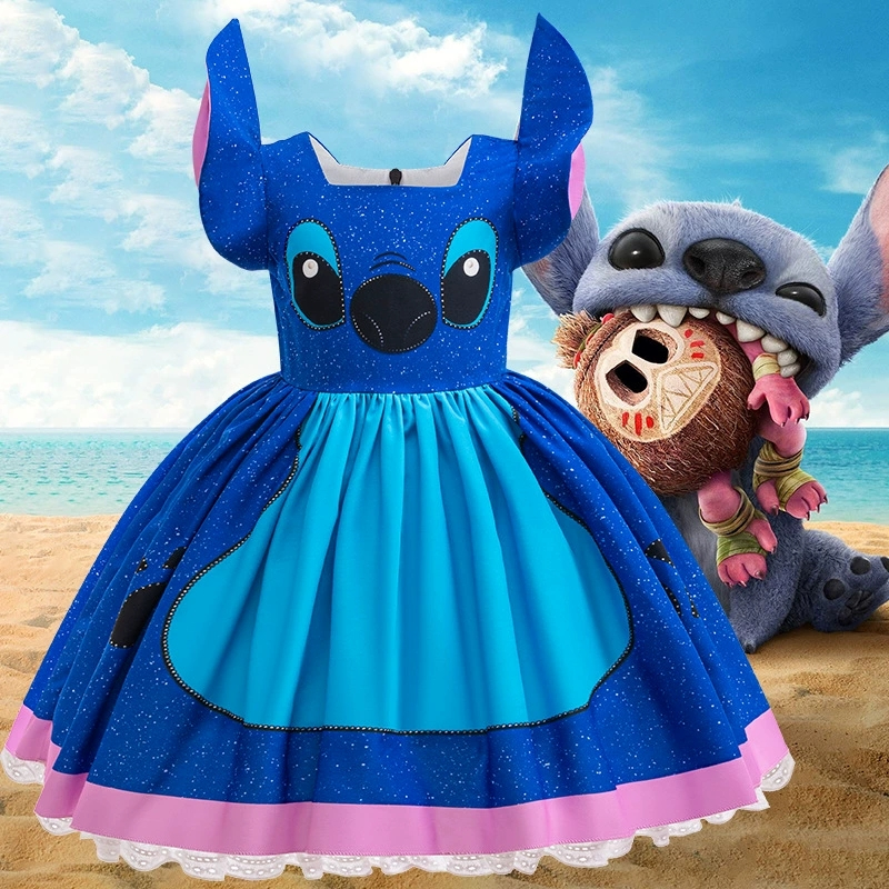 Stitch Meninas Vestido Bonito Dos Desenhos Animados Cosplay De Princesa Trajes De Festa De Aniversário 2-10 Anos Criança em Oferta na Shopee
