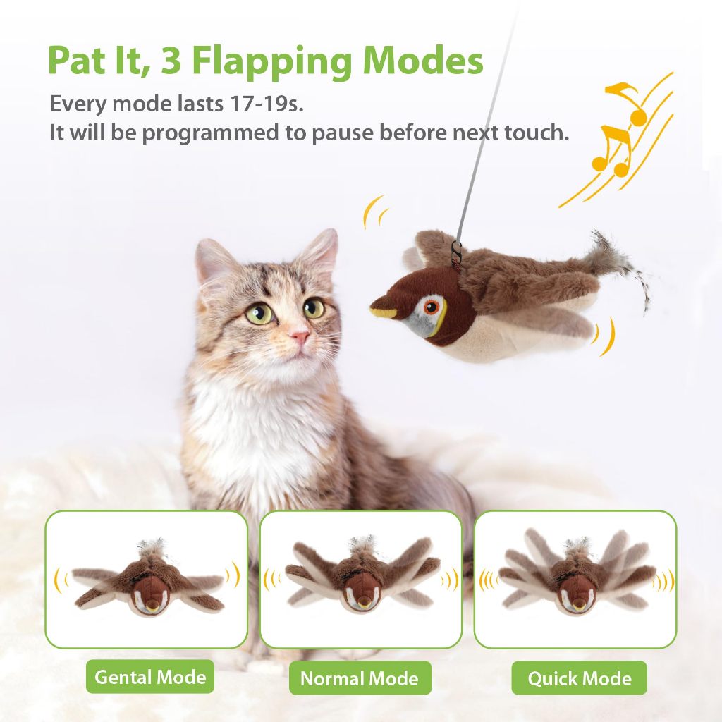 ของเล่นแมวไฟฟ้า เขย่านกจําลอง ล้อเล่นนกกระจอก บรรเทาความเบื่อหน่าย - ภาพที่ 5
