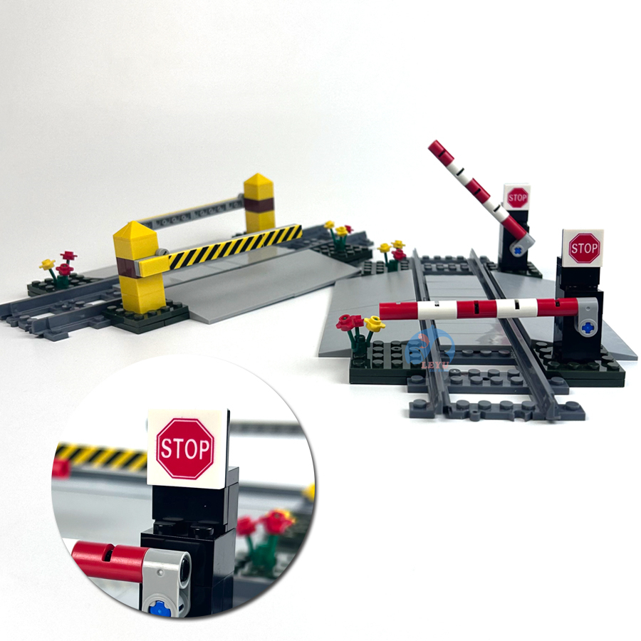 Conjunto De Luz De Sinal De Trânsito De Trilhos De Trem DIY , Brinquedos Educativos De Montagem De Blocos De Construção