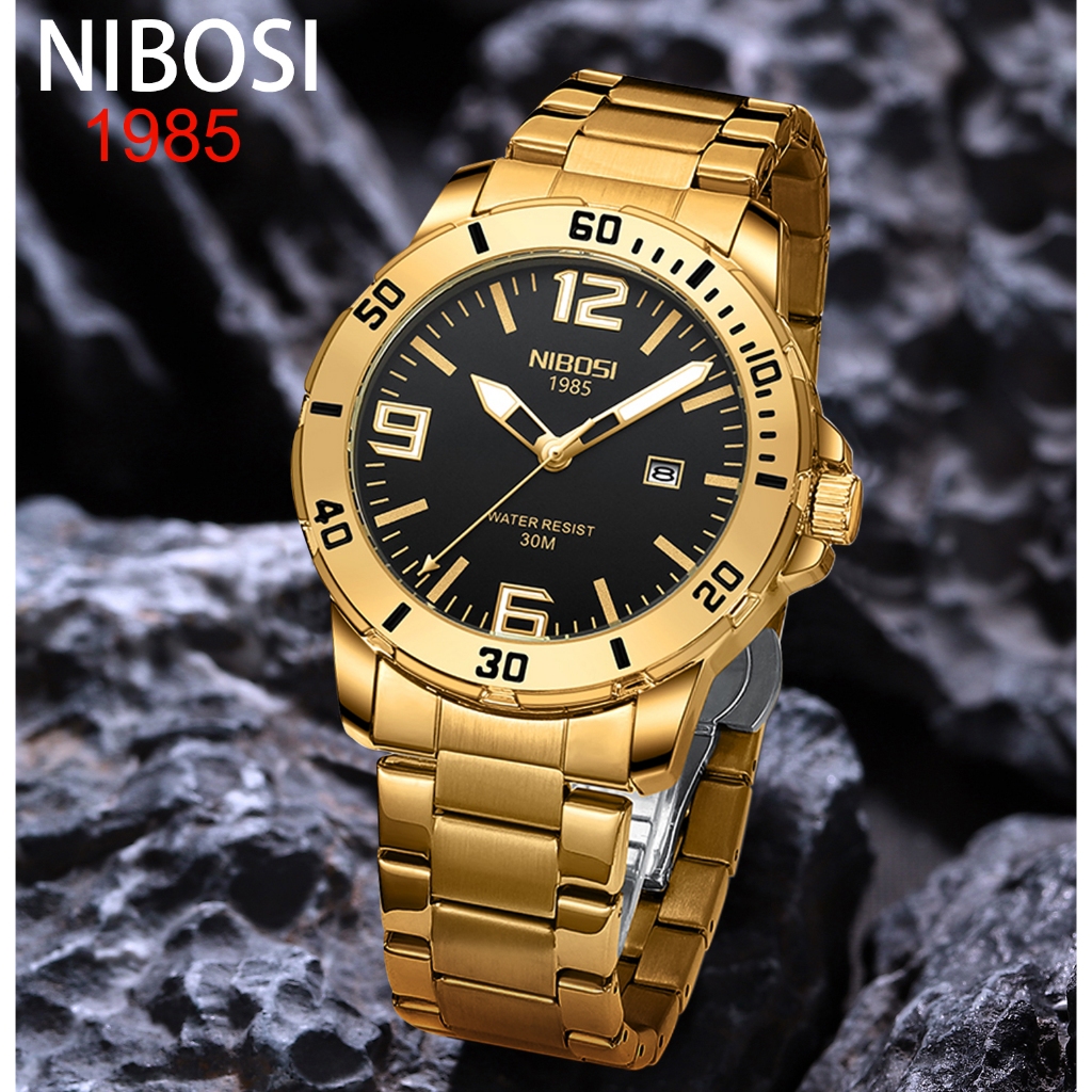 NIBOSI 100 % Original Moda Masculina Slim Milan Pulseira De Aço Inoxidável 30M Relógio À Prova D'água