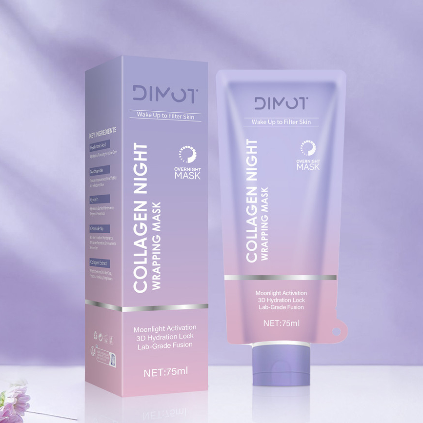 DIMOT Máscara De Embrulho Noturno De Colágeno 75ml Peel Off Limpeza Profunda Hidratante Dormir Reafirmante
