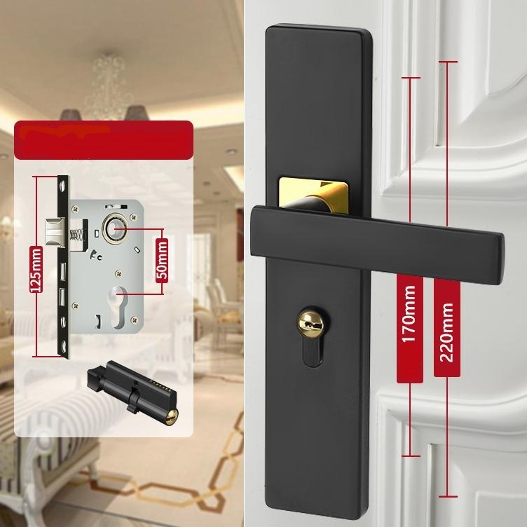 Fechadura de porta preta, sem necessidade de modificar o furo, maçaneta de porta silenciosa e antiga em Oferta na Shopee