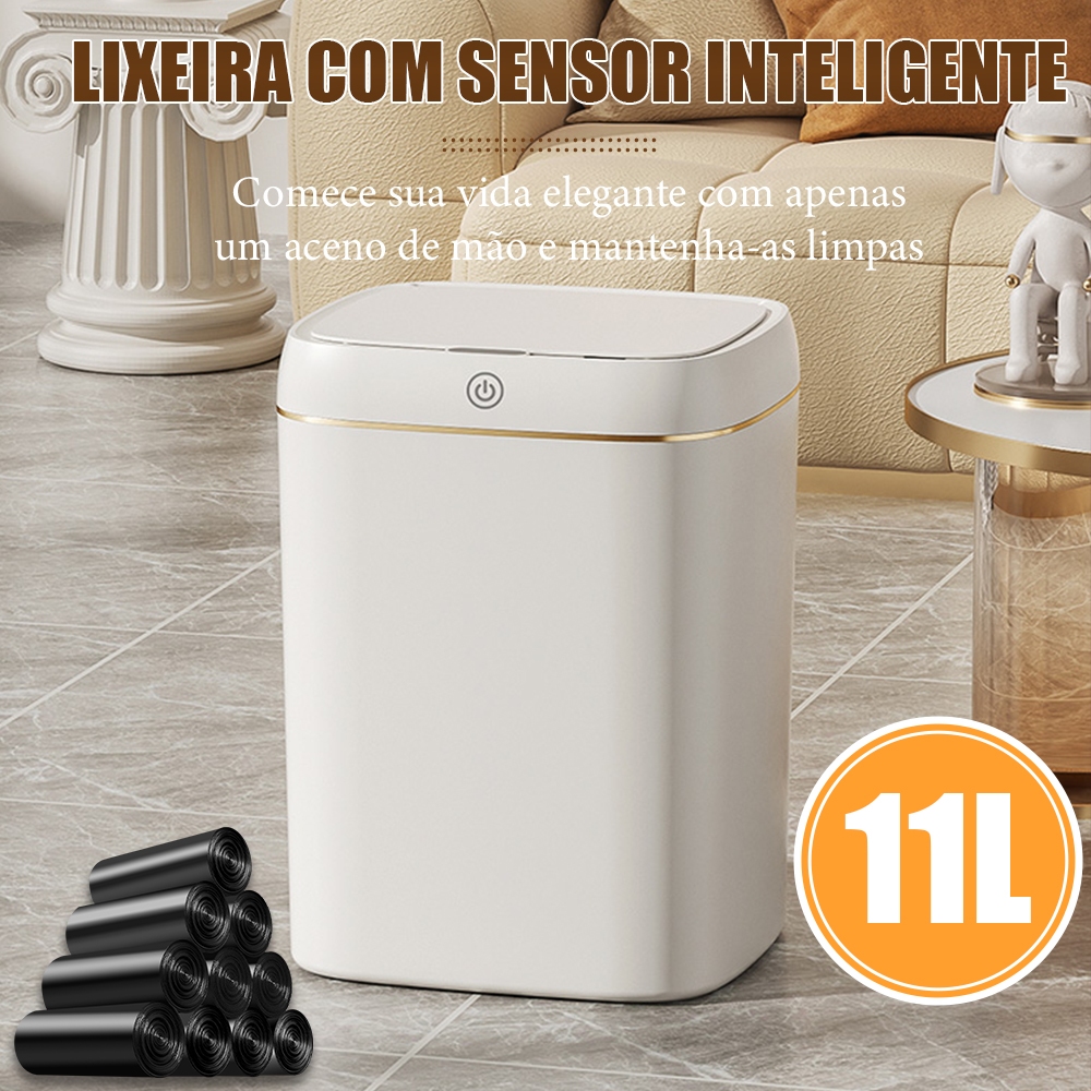 11L USB Lixeira recarregável com sensor automático inteligente para quarto banheiro cozinh...