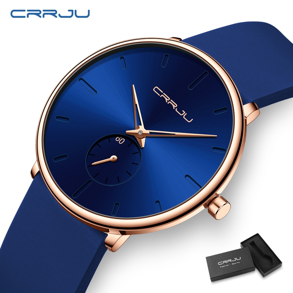 Relógios Masculinos CRRJU Marca Moda Casual Pulseira De Silicone 40mm Mostrador Unissex Negócios Esportes Ao Ar Livre À em Oferta na Shopee
