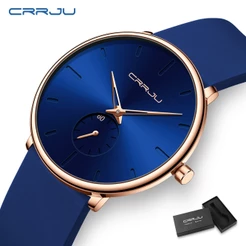 Relógios Masculinos CRRJU Marca Moda Casual Pulseira De Silicone 40mm Mostrador Unissex Negócios Esportes Ao Ar Livre À