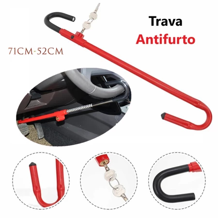 Trava Carneiro Antifurto Pedal E Volante De Aco Para Carro Anti-roubo Do De Volante Multifuncional Bloqueio em Oferta na Shopee
