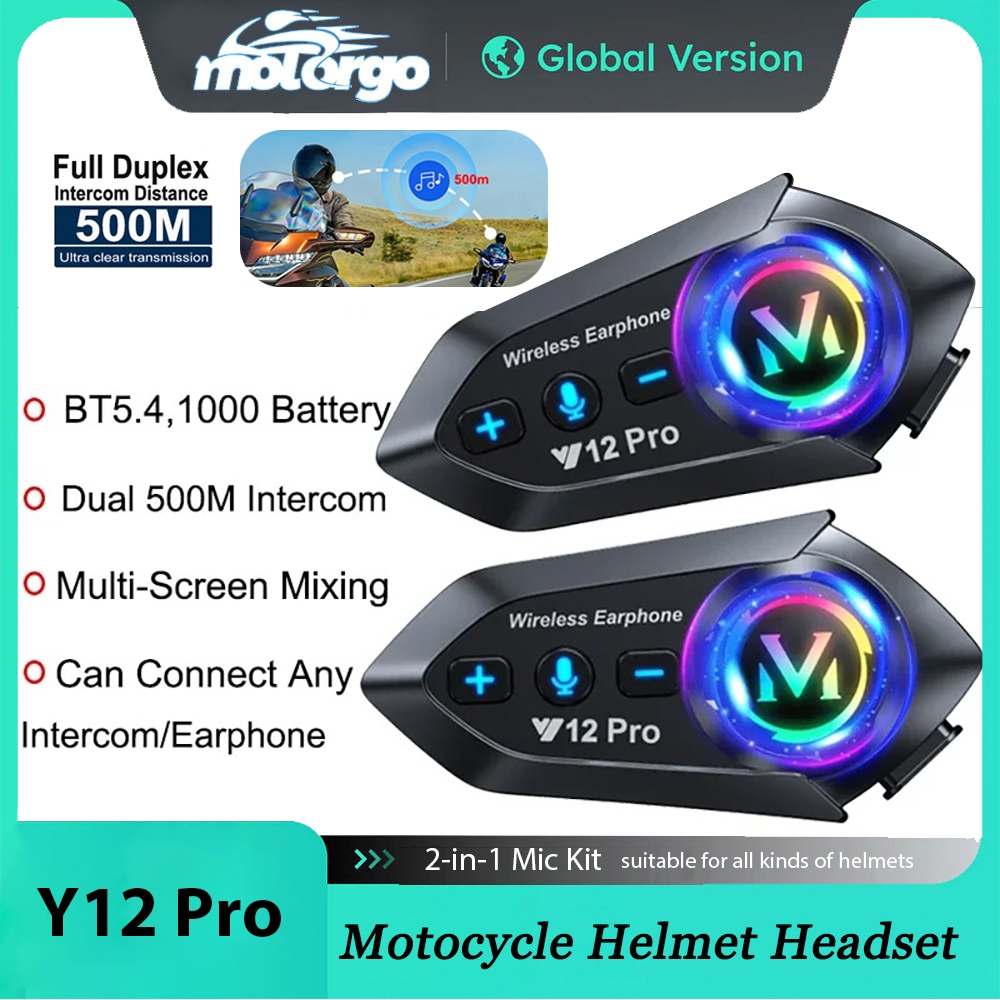 Y12Pro/X3pro Música Interfone Bluetooth 5.3 Capacete Da Motocicleta Fone De Ouvido À Prova Dwaterproof Água 300m Alto-Fa
