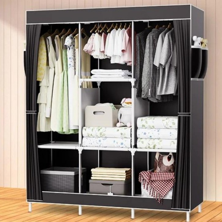 Guarda-roupa dobrável multifuncional Armário de armazenamento de tecido portátil Armário de montagem doméstica